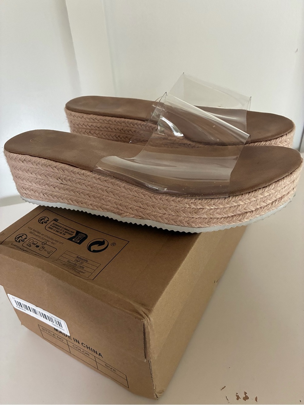 Clear Strap Espadrilles Platform Slide Sandals